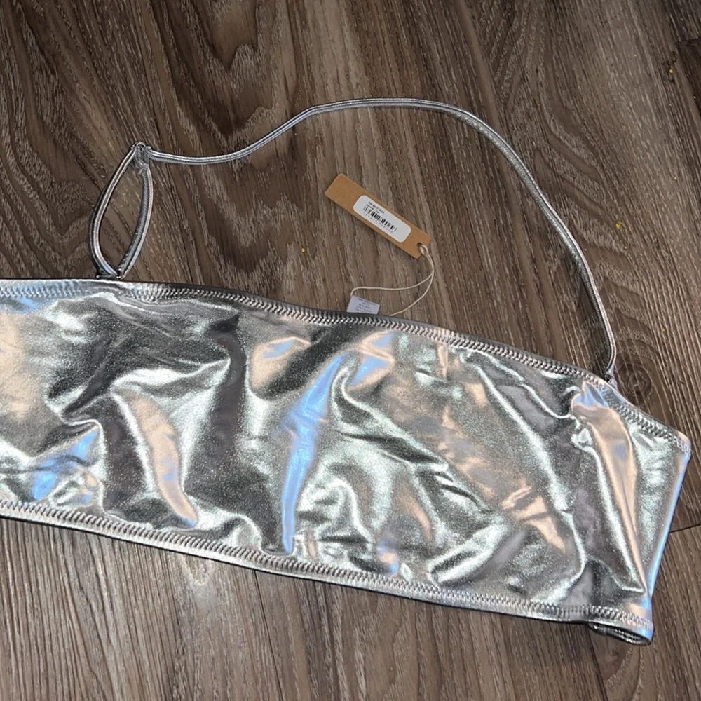 🌷skims metallic swim bandeau nickel 2x - Picture 2 of 3